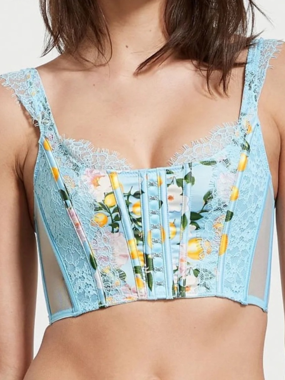 NWT Victoria's‎ Secret Dream Angels Lace Corset Top Size Small DD Blue Bustier